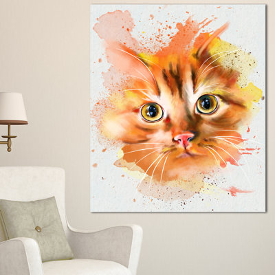 « jolie rouge aquarelle cat », reproduction d’art sur toile tendue