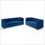 Ensemble de canapé-lit en velours capitonné 2 pièces avec 4 coussins pour le salon Sofas Couches Bleu royal | Velours