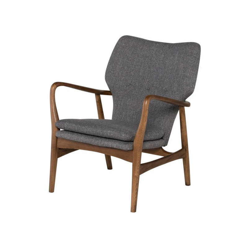 Méridienne Soly Mid-Century Modern, Gris clair