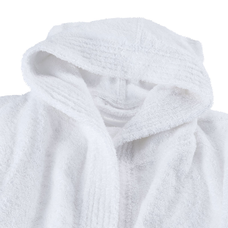 Peignoir à capuche Clean Design Home Youth, L, Blanc / Blanc