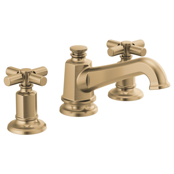 Invari™ Widespread Lavatory Faucet with Angled Spout - Less Handles, Luxe Gold, Cross