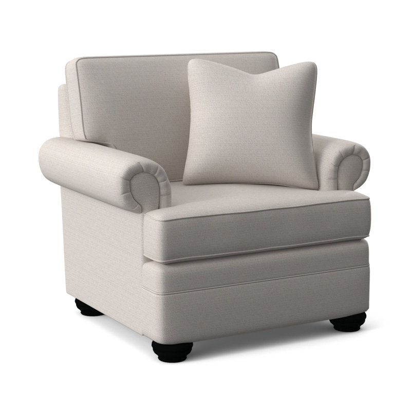 Bradbury Armchair, White Textured Performance; 0865-91, Black Finish