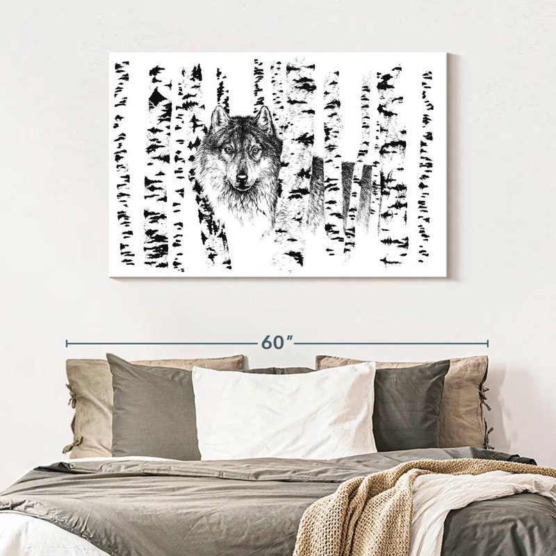 Harnek Birch Tree Forest Wolf, 32'' H x 48'' W