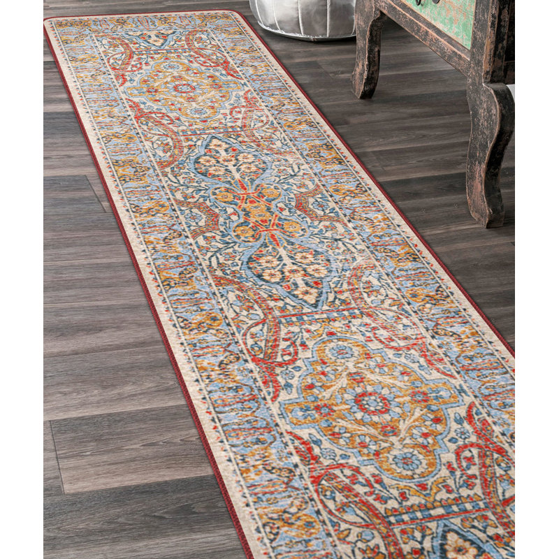 Miltiadis Premium EnduraStran Nylon Distressed Area Rug, Runner 2'1" x 7'8"