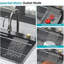 Gunmetal Black Drop in Waterfall Kitchen Sink - 33*22 inch Single Bowl 16 Gauge Stainless Steel Ledge Workstation Kitchen Sinks with Pull-Out Faucet & Cup Washer, Unique Waterfall Design