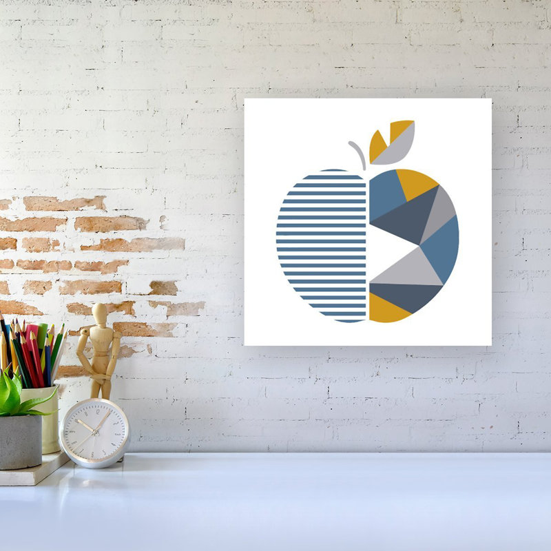 Geometric Apple - Wrapped Canvas Print, 16cm H x 16cm W x 3.8cm D