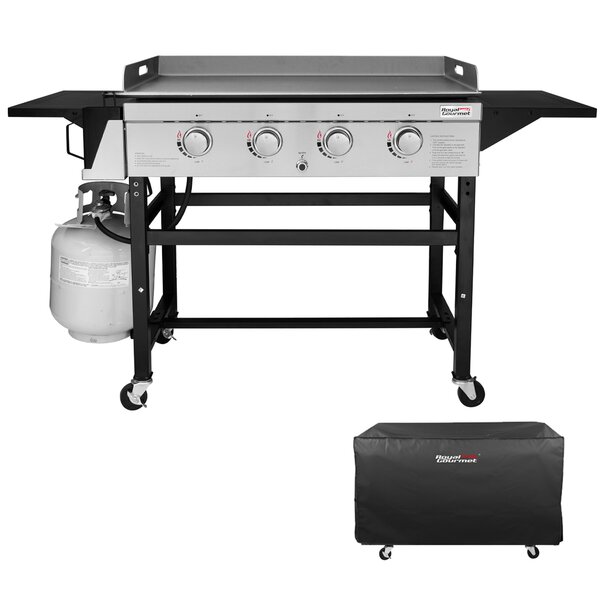 36 in. 4-Burner Flat Top Gas Grill Griddle Liquid Propane Outdoor Griddle  Station, 52,000 BTU in Black