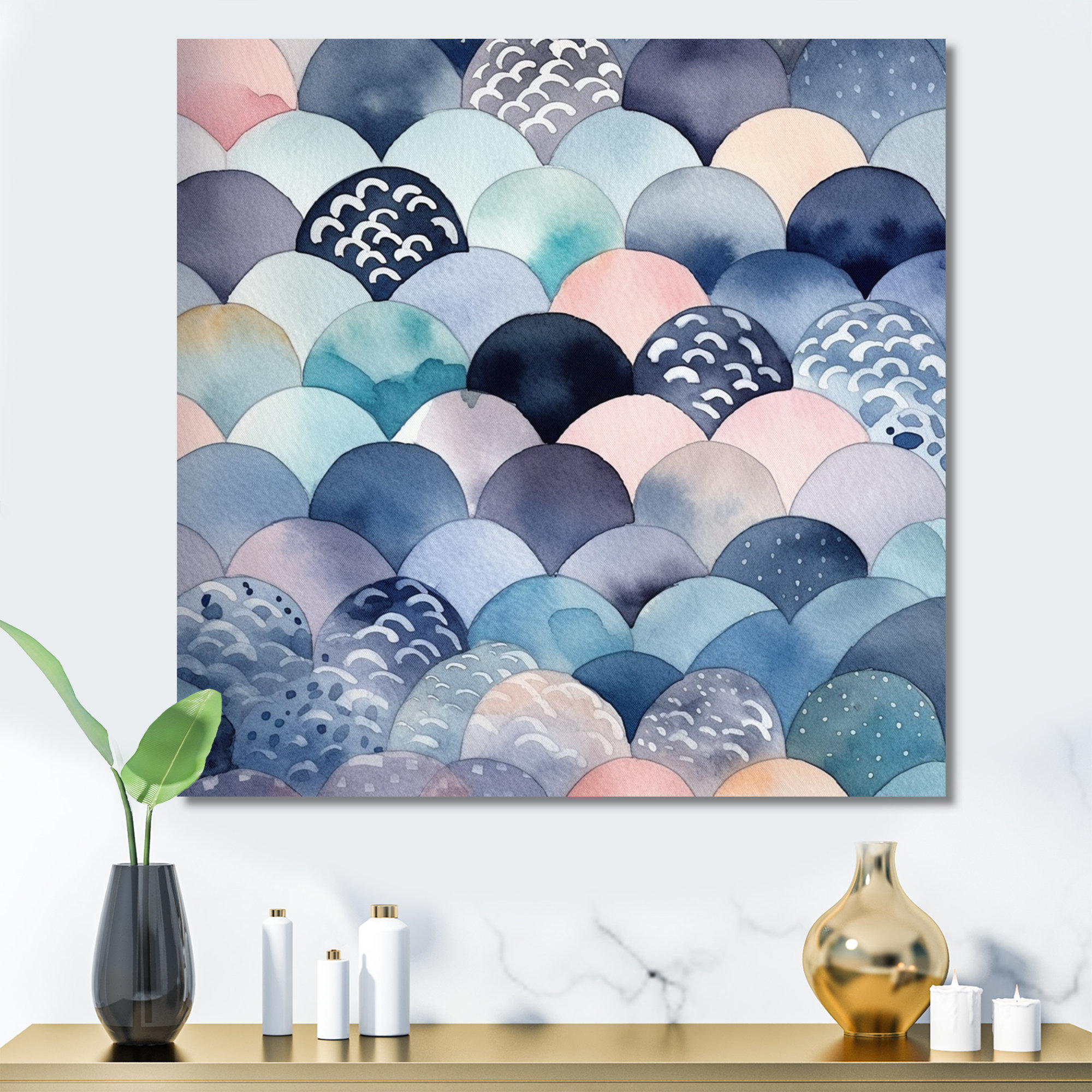 Mercer41 Alaia Blue Abstracted Mapping Of Forms V On Canvas Print | Wayfair
