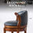 Swivel Bar Stool with Top-Grain Leather Seat, Soft Back, Rubber Wood Frame & Footrest for Kitchen, Dining, or Bar-121559943-121559942