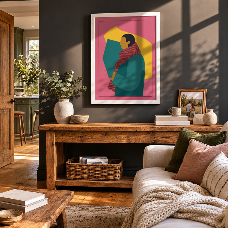 Gentle Embrace Modern - Framed Print, A1 - 84.1 x 59.4 cm, White