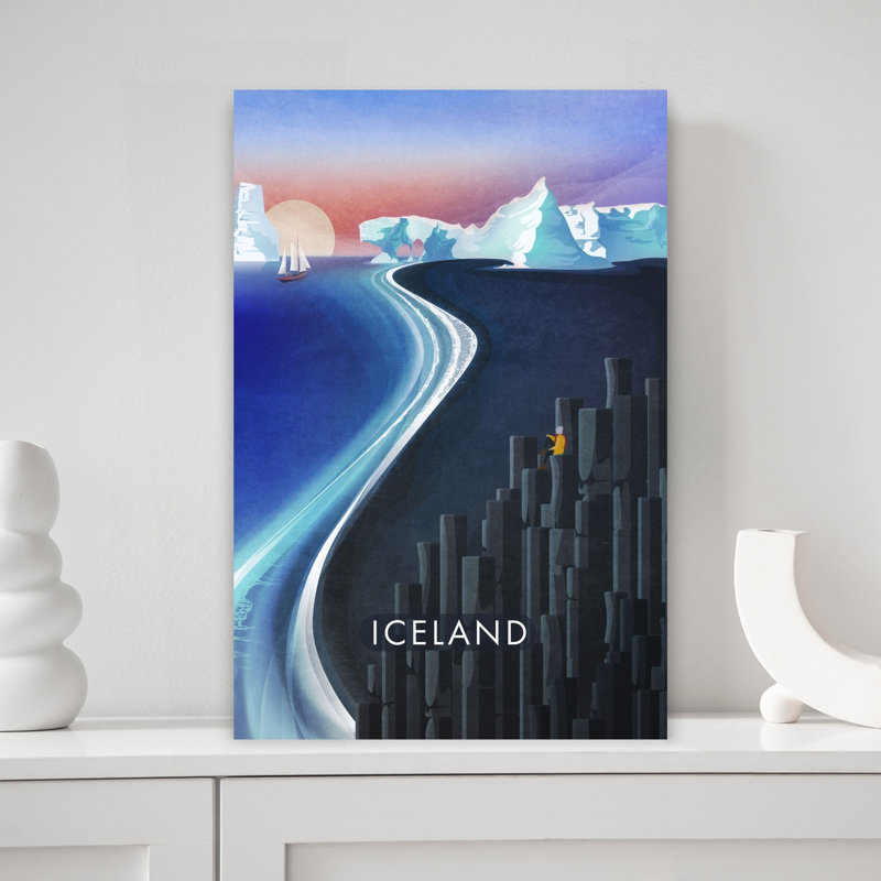Impression d'art mural majestueux, paysage moderne contemporain minimaliste majestueux, Islande, 18" H x 12" W
