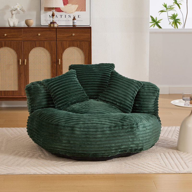 Oversized Corduroy Bean Bag Chair with 3 Pillows & Armrest, Perfect for Adults and Kids, Ultimate Comfort and Support