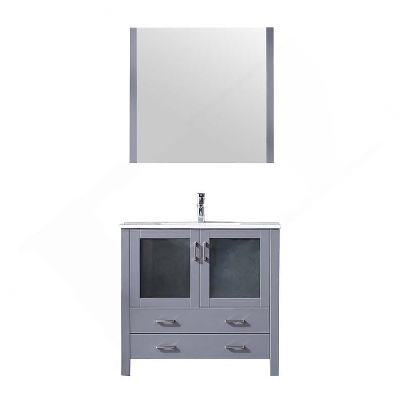 Meuble-lavabo de salle de bain 36 po X P 18,25 po D, dessus en céramique, ensemble de robinet et Miroir