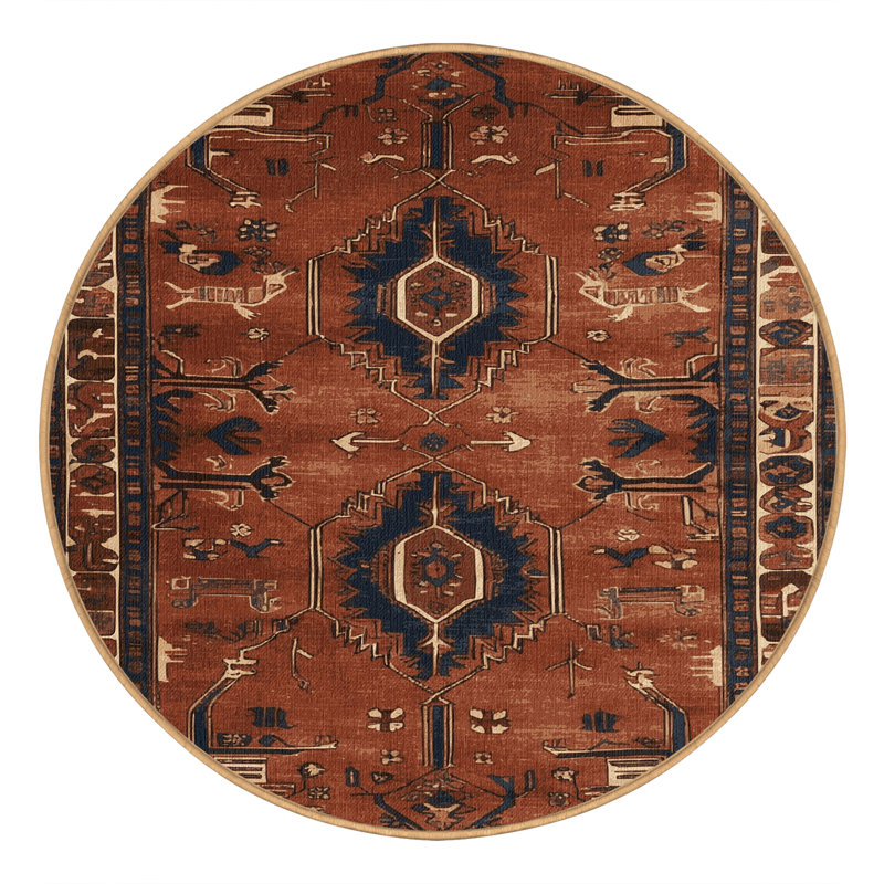 Tapis brun lavable à la machine, Rond 7 pi
