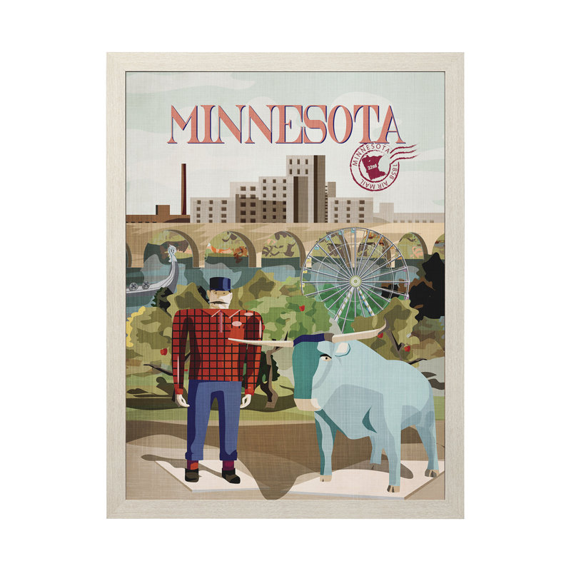 Minnesota Go par Simone, reproduction d'art encadrée sous verre, H 43 po x l 33 po x P 1,5 po, Cadre photo brun simple