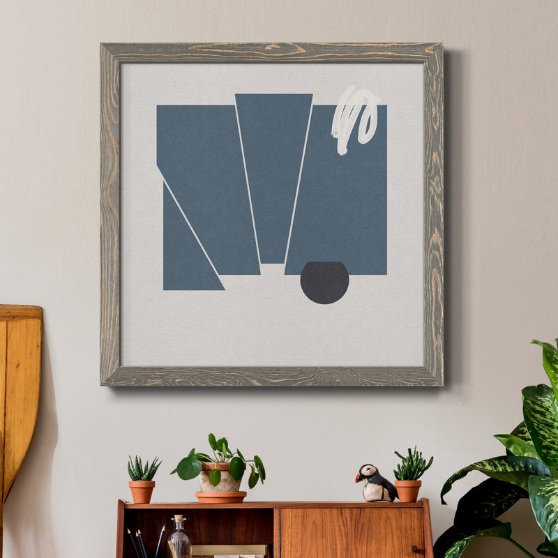 Toile encadrée en feutre bleu de qualité supérieure - prête à être accrochée, Gris, H 27,5 po x l 27,5 po x P 1,5 po