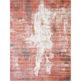 Area Rug in Red/Gray/White