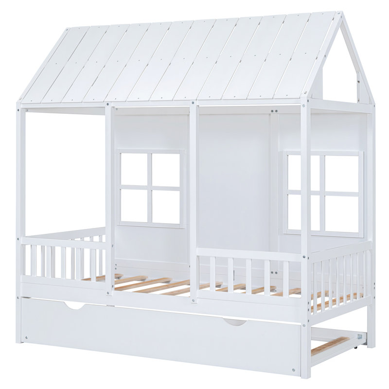 Lit de jour blanc en bois avec couchette simple - Polyvalent et élégant