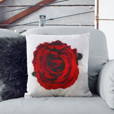 Rose in Bloom Painting Cushion with Filling