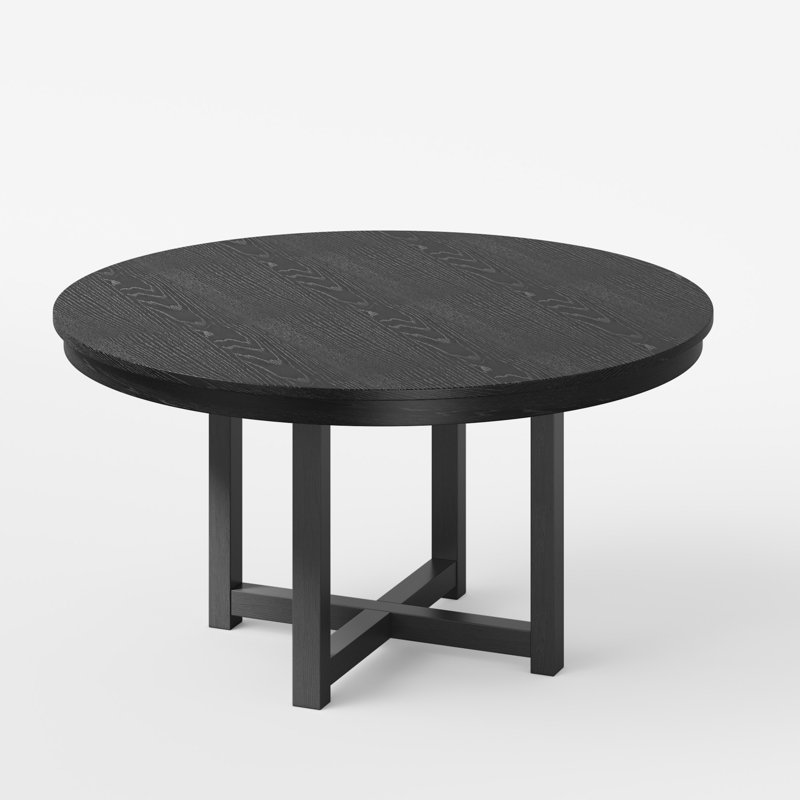 Cross Legs Solid Wood Round Dining Table, 30" H x 45" W x 45" D