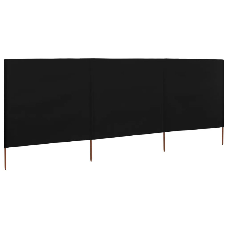 Kendry Solid Wood Folding Room Divider, Black, 3, 47.24cm H x 157.48cm W x 3cm D