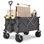 14 cu. Pi. Chariot de jardin pliant gris en métal avec grandes roues pliable 400 L chariot de plage pliable Max 450 Lbs