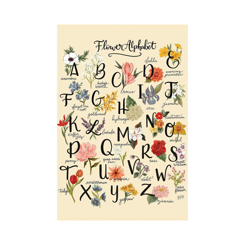 Flower Alphabet 1 Piece Wall Art on Canvas, 20.32 cm H x 30.48 cm W, Wrapped Canvas