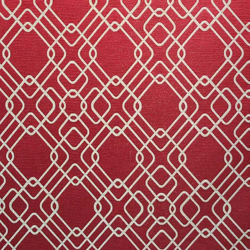 Rigel Fabric | Metallic Modern Square Print Fabric | Drapery & Curtain Fabric, Cranberry