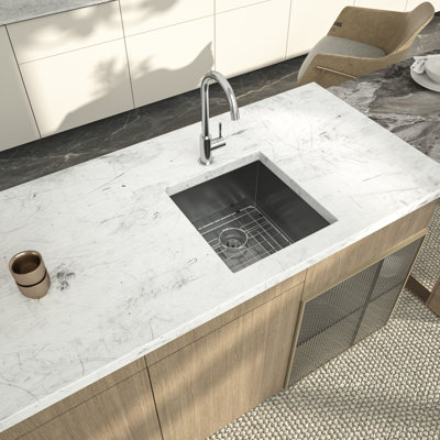 15" L x 17" W Undermount Bar Sink Gunmetal Black Bar Prep Sink 16 Gauge Stainless Steel Kitchen Sink