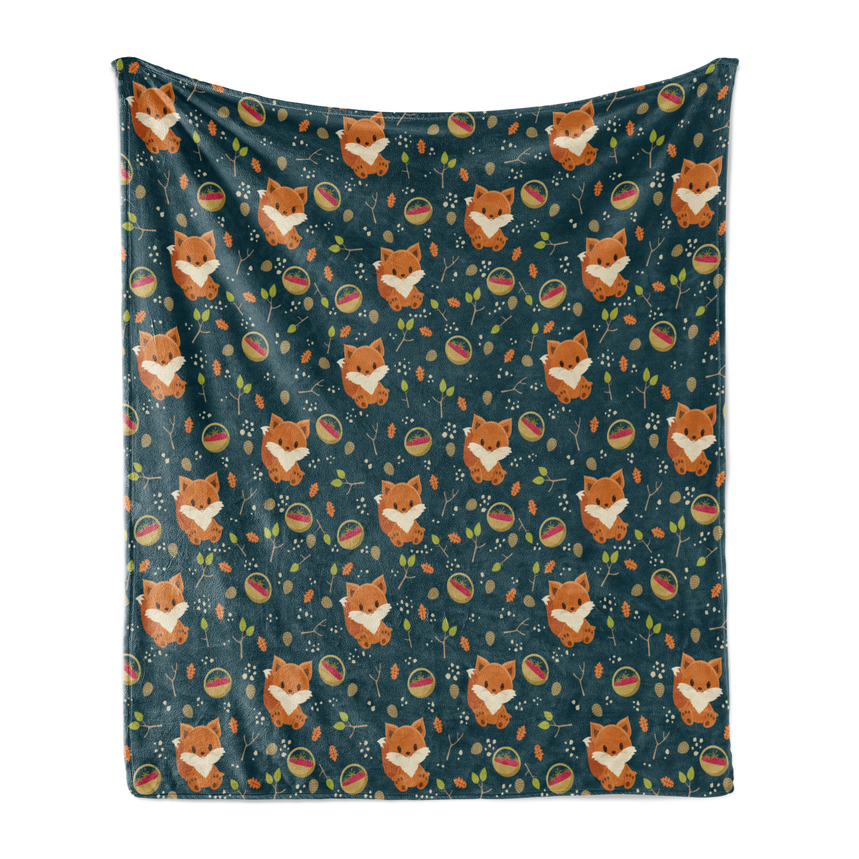 Pine Code Throw Ambesonne Pine Cone Fleece Throw Blanket Fox Basket of Raspberry ...