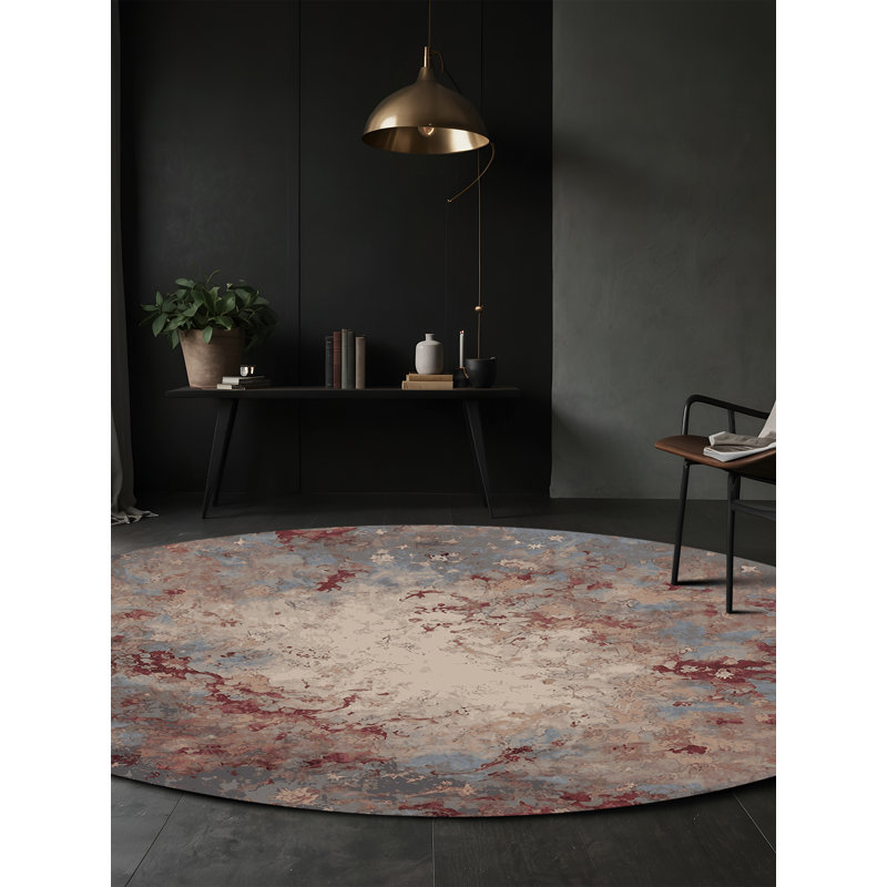 Machine Washable Gray Area Rug, Round 7'