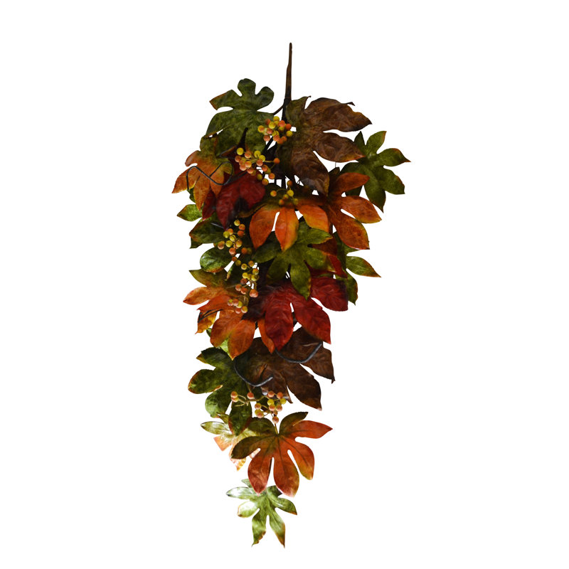 36" Fall Maple Leaves Berries Teardrop