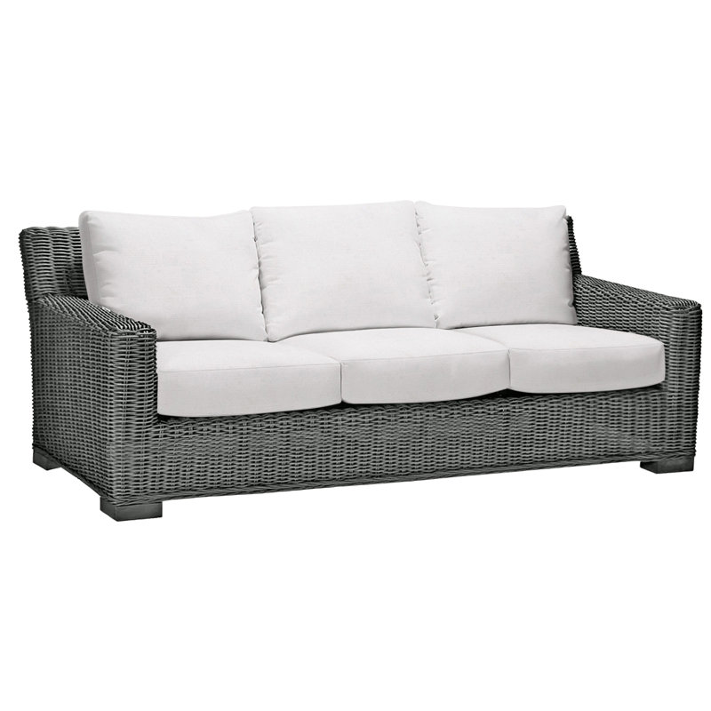 Canapé rustique tissé gris ardoise, Pas de soudure, Sunbrella® ‑ lin neige, Gris ardoise