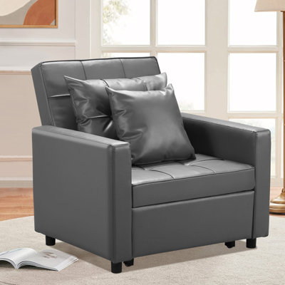 35 " Faux Leather Convertible Sofa