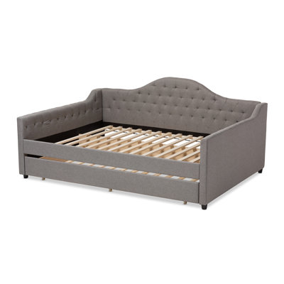  Grand lit de jour tapissier en tissu avec couchette Eliza