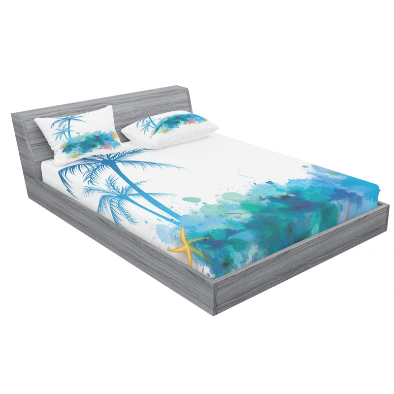Seashells Microfiber Sheet Set, Queen Sheet Set with Fitted Sheet