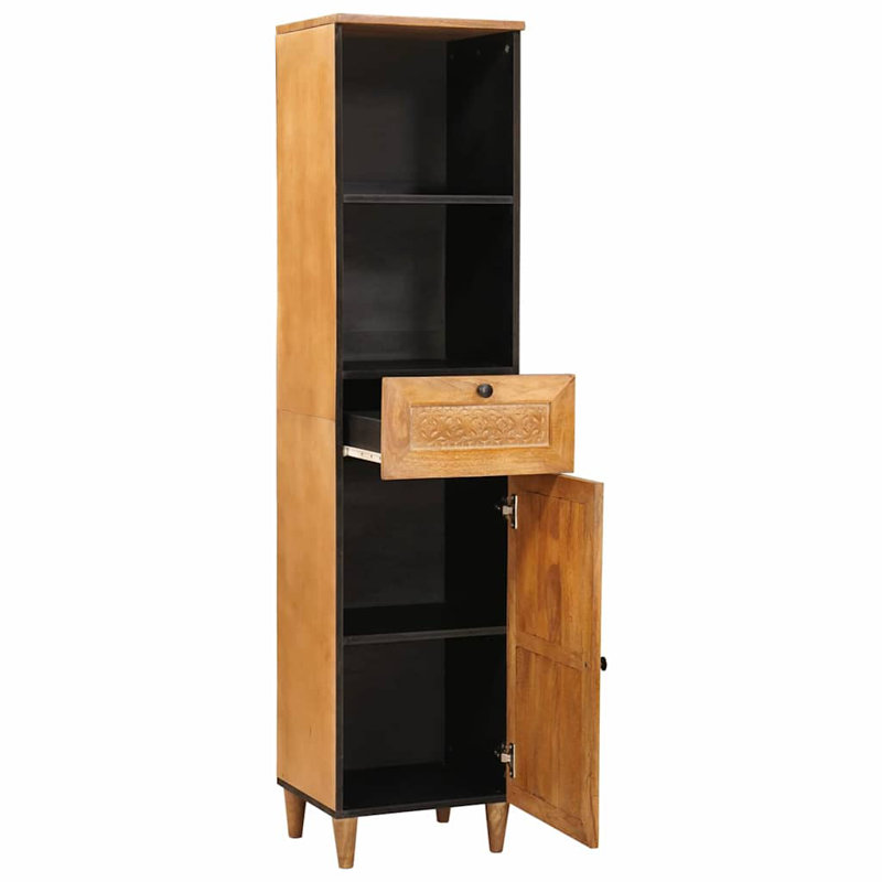 Solid Wood Bathroom Cabinet, Light Brown