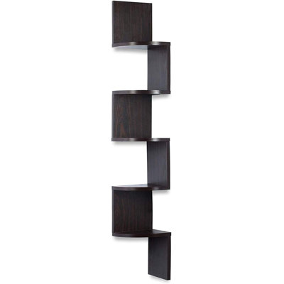 Tablette de coin espresso - étagère de coin à 5 niveaux - idéale pour bibliothèque d'angle ou toute autre décoration de Homeitusa