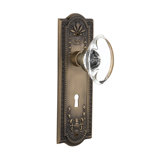 Crystal Oval Interior Mortise Door Knob with Meadows Long Plate