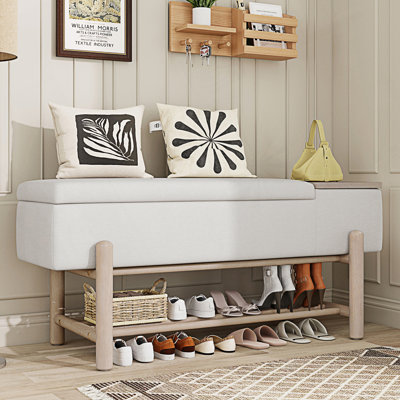 Banc de rangement rembourré Farmhouse avec compartiment caché