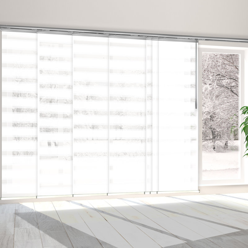 Rail extensible simple 7 panneaux Macadamia, largeur de panneau 23,5 po, L 153 po x L 94 po, Nickel satiné