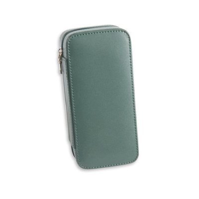 Leather Double Watch Travel Case in Hunter Green