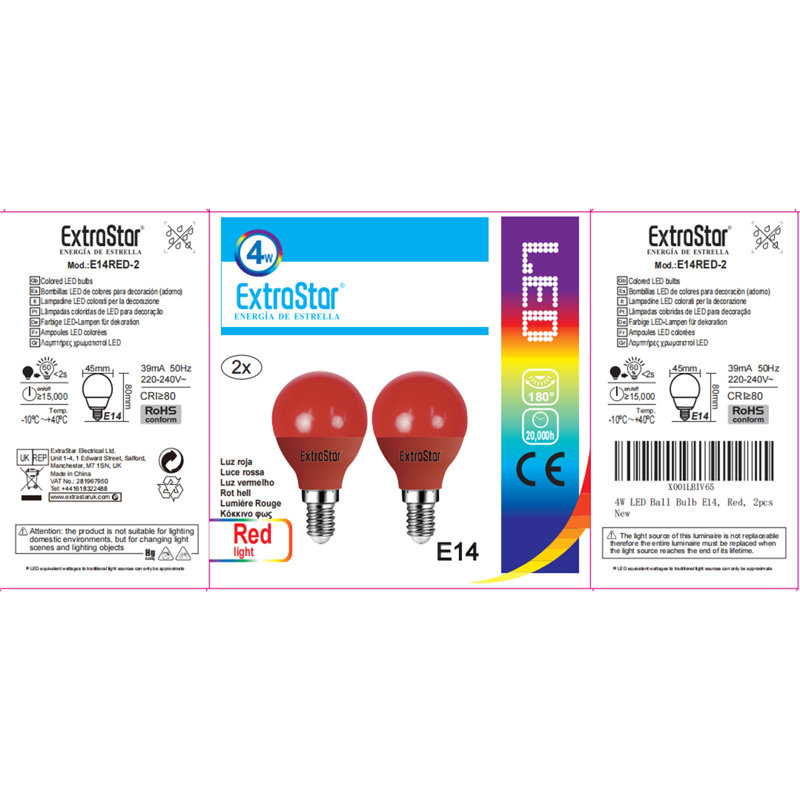 Pack of 2 E14 LED Bulbs
