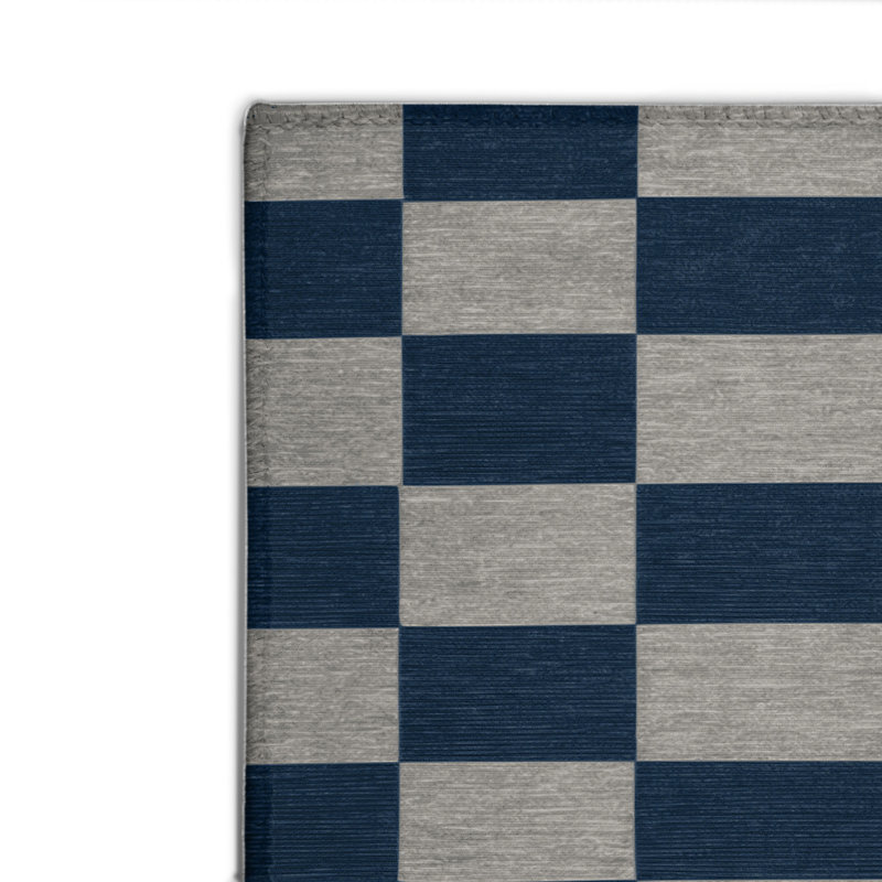 Tapis d'intérieur et d'extérieur à carreaux bleu, Rectangulaire 2 pi x 3 pi