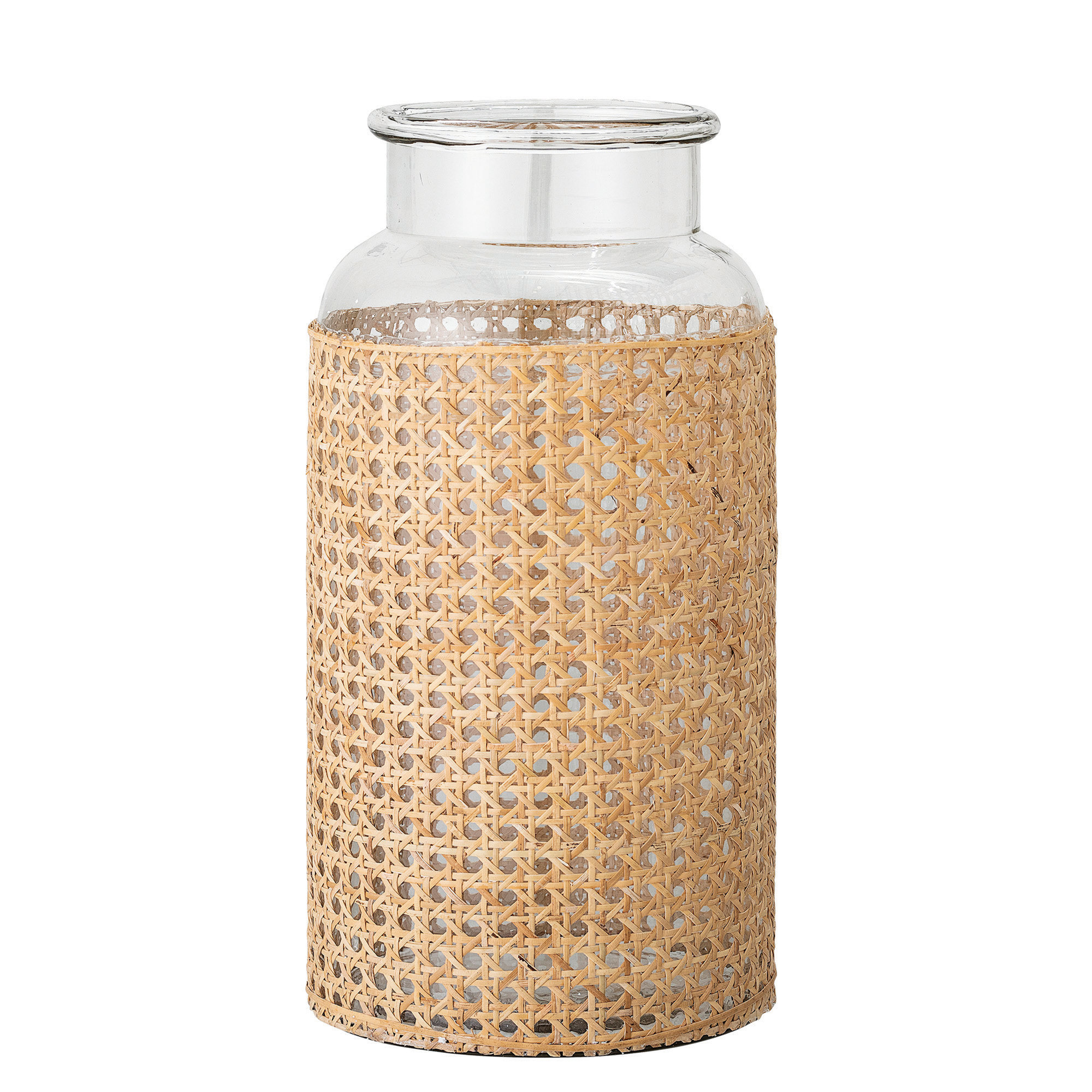 Renaldi Glass Table Vase, Beige, 14.5" H x 6.75" W x 6.75" D