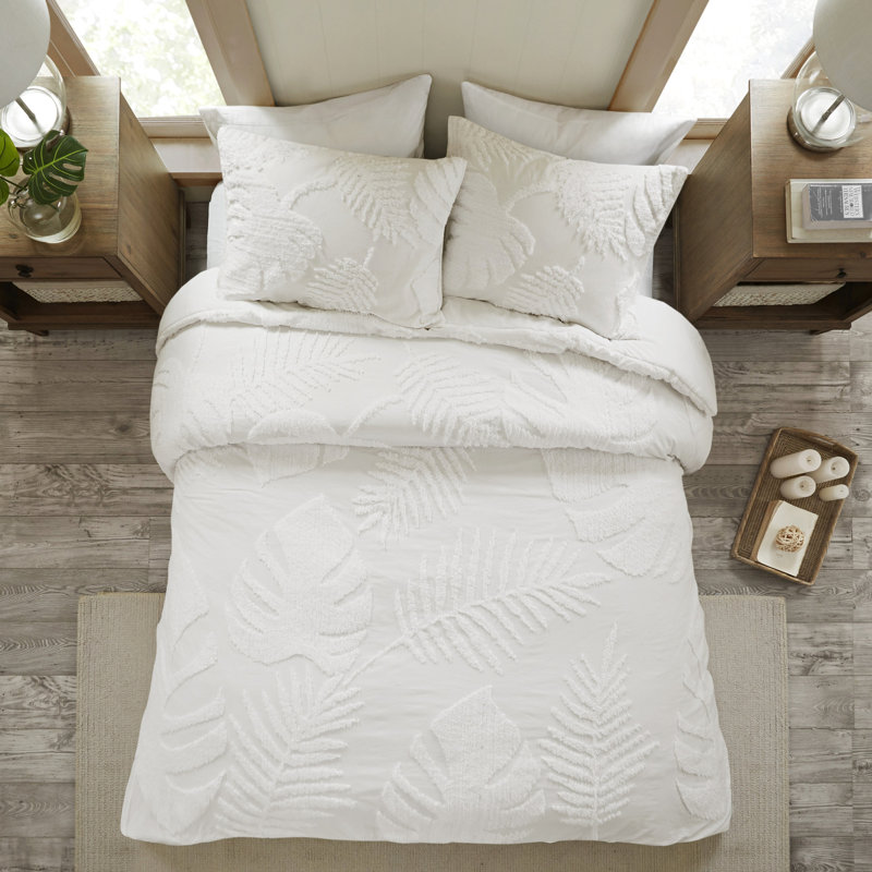 Literie pour grand lit - Chenille de coton, 3 pièces, édredon thématique Beach House