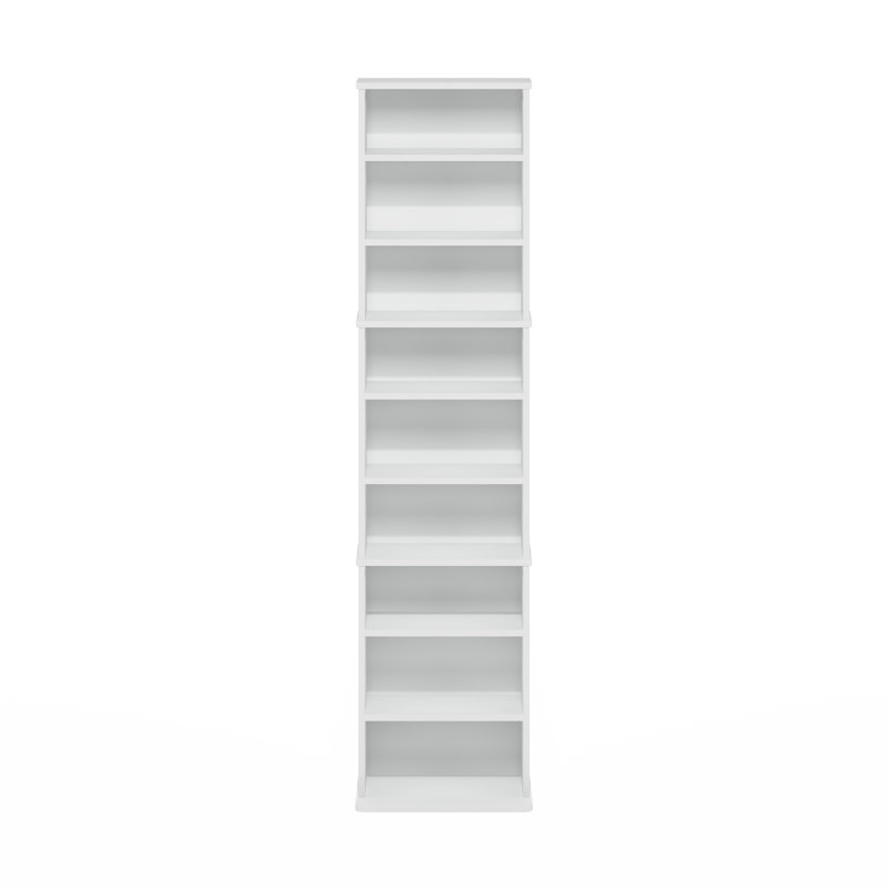 Support de rangement multimédia 9 tablettes avec tablettes réglables, Blanc / Blanc