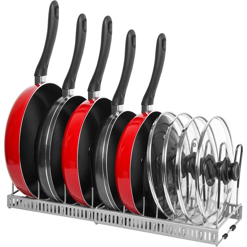 Expandable Pot Organizer with 10 Adjustable Compartments for Kitchen Cabinet Cookware, Bronze