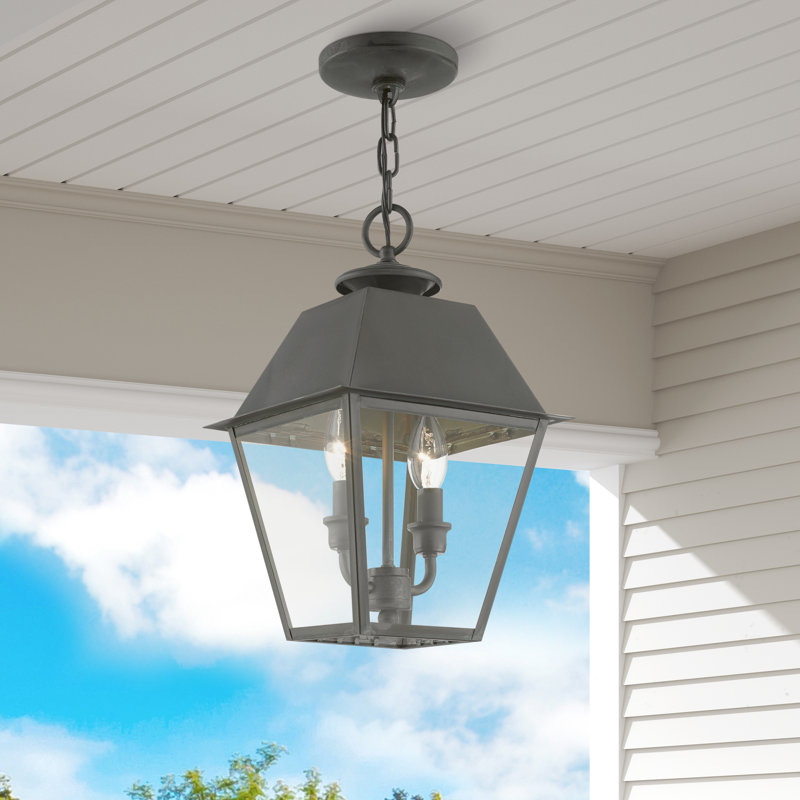 Lanterne suspendue d'extérieur 15 po à 2 lumières Amouri, Gris anthracite