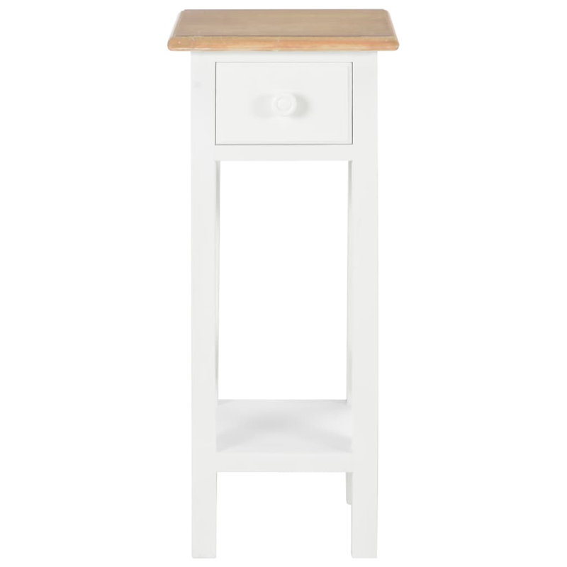 Spielman Glass End Table with Storage, White, Brown